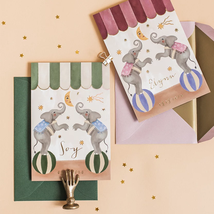 Geboortekaartjes met het thema circus